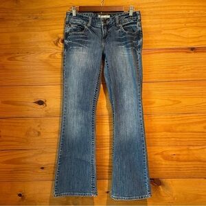 Maurices Kaylee Flare Mid Rise Denim Jeans 3/4 Short